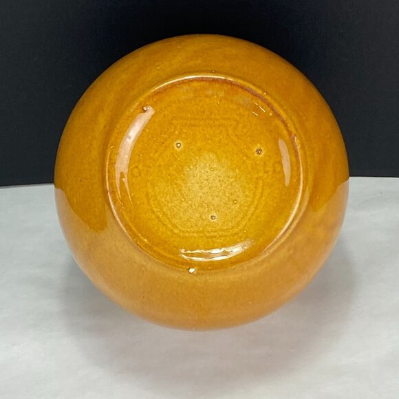 Vintage Retro Pottery Yellow Gold Drip Glaze Flower Pot Planter - Picture 7 of 11